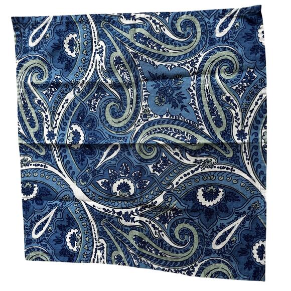 April Cornell napkins (4) blue & sage green paisley print squares 100% cotton - Picture 6 of 6